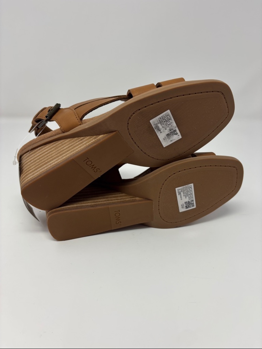 TOMS Women’s Brown Leather Wedge Sandals - Picture 6 of 7